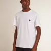 Weißes Herren-T-Shirt mit dunkelblauem Stern auf der Vorderseite