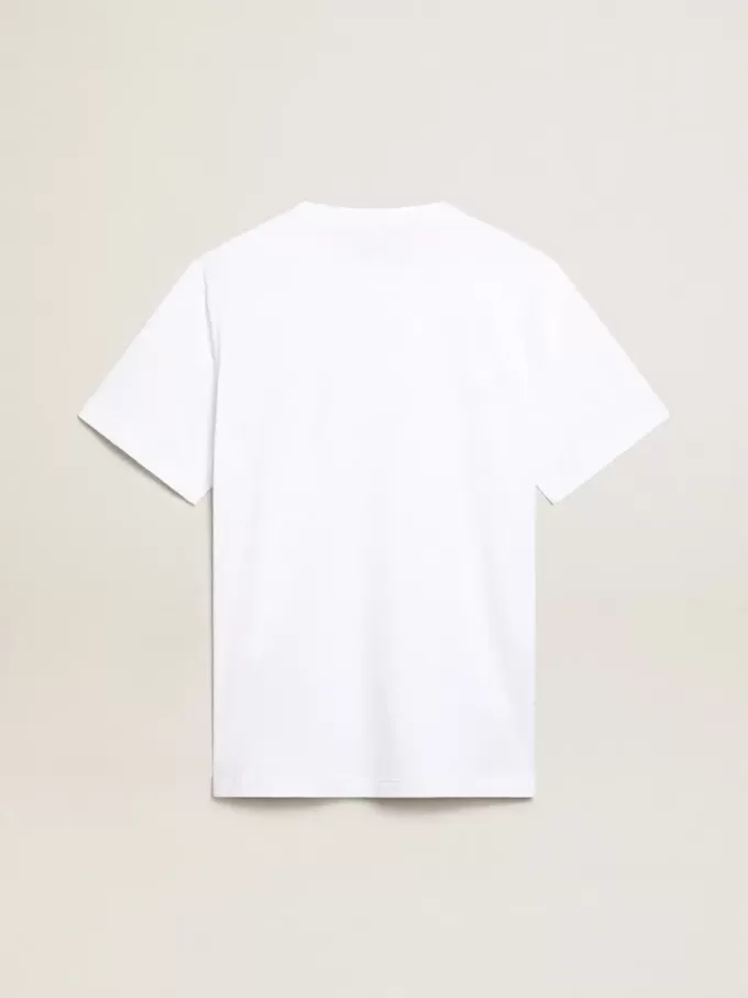 Weißes Herren-T-Shirt mit dunkelblauem Stern auf der Vorderseite