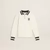 Weißes Polo-Sweatshirt aus Baumwolle für Kinder mit Stickerei auf der Brust und Aufdruck auf dem Rücken
