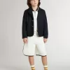 Weißes Polo-Sweatshirt aus Baumwolle für Kinder mit Stickerei auf der Brust und Aufdruck auf dem Rücken