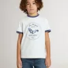 Weißes T-Shirt für Jungen mit blauem Aufdruck