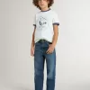 Weißes T-Shirt für Jungen mit blauem Aufdruck