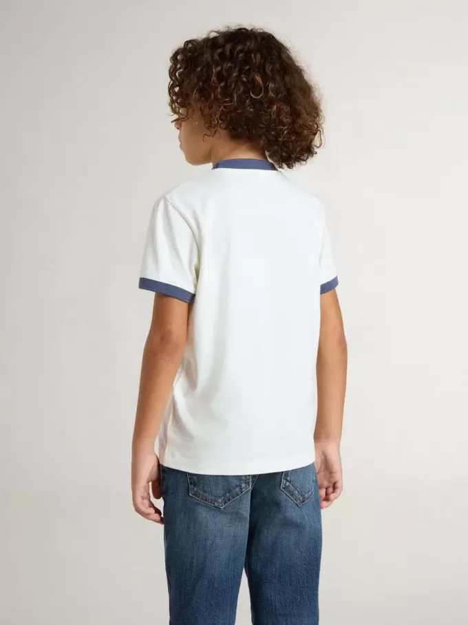 Weißes T-Shirt für Jungen mit blauem Aufdruck