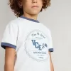 Weißes T-Shirt für Jungen mit blauem Aufdruck