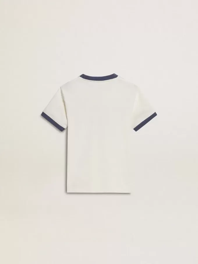 Weißes T-Shirt für Jungen mit blauem Aufdruck