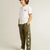 Weißes T-Shirt für Jungen mit kontrastierendem dunkelgrünem Logo und Stern