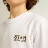 Weißes T-Shirt für Jungen mit kontrastierendem dunkelgrünem Logo und Stern