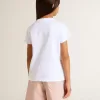 Weißes T-Shirt für Mädchen mit rosa Glitzer und goldener Schrift