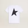 Weißes T-Shirt mit kontrastierendem schwarzem Logo und Stern Weißes T-Shirt mit kontrastierendem schwarzem Logo und Stern