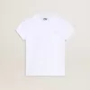 Weißes und silbernes T-Shirt mit Logo und Maxi-Stern in silbernem Glitzer