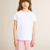 Weißes und silbernes T-Shirt mit Logo und Maxi-Stern in silbernem Glitzer