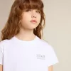 Weißes und silbernes T-Shirt mit Logo und Maxi-Stern in silbernem Glitzer