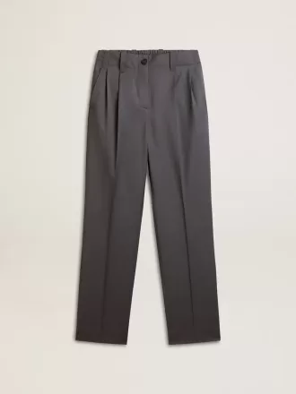 Weite Damenhose aus babyblauer Wolle