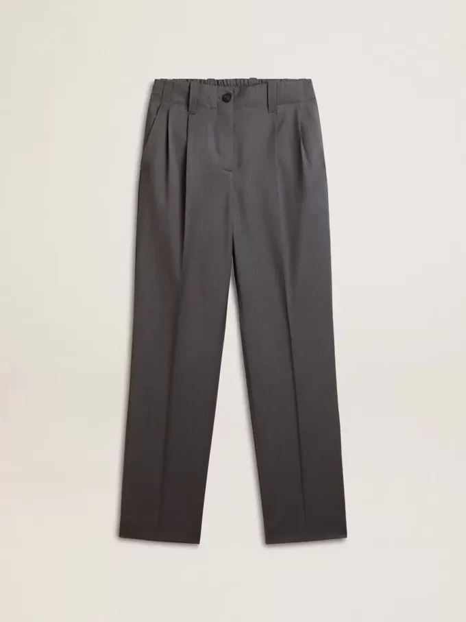 Weite Damenhose aus babyblauer Wolle