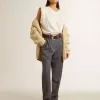 Weite Damenhose aus babyblauer Wolle