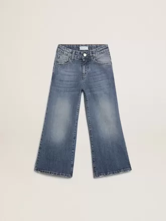 Weite Jeans aus mittelblauem Bull Denim