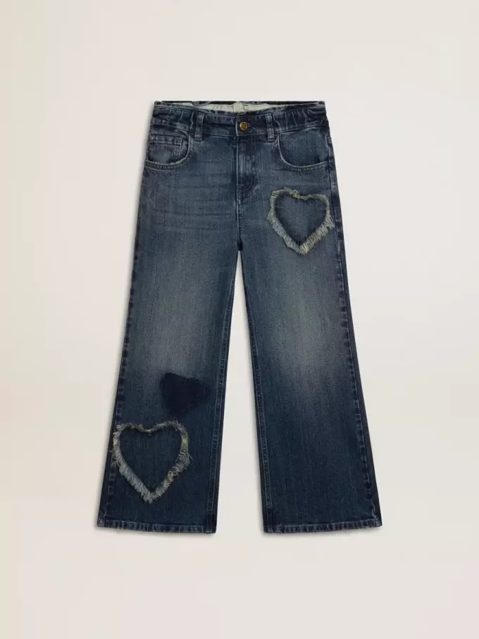 Weite Jeans für Mädchen aus blauem Denim