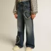 Weite Jeans für Mädchen aus blauem Denim