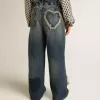 Weite Jeans für Mädchen aus blauem Denim