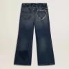 Weite Jeans für Mädchen aus blauem Denim