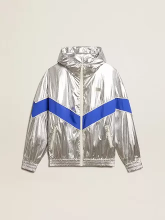 Windjacke für Damen aus silbernem Funktionsmaterial Windjacke für Damen aus silbernem Funktionsmaterial