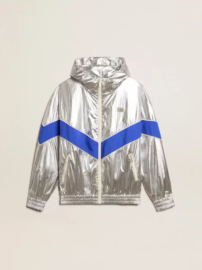 Windjacke für Damen aus silbernem Funktionsmaterial