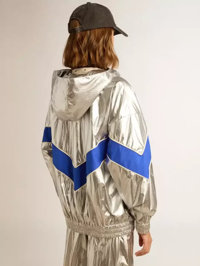 Windjacke für Damen aus silbernem Funktionsmaterial