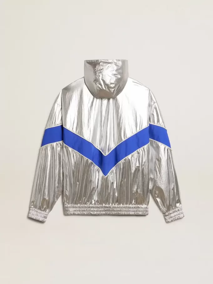 Windjacke für Damen aus silbernem Funktionsmaterial