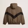 Windjacke in Beige und Schwarz mit Hahnentrittmuster