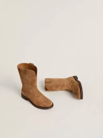 Wish Junior Stiefel aus kamelfarbenem Wildleder mit Sternstickerei