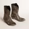 Wish Star Damenstiefel aus schwarzem Leder mit silbernem Stern