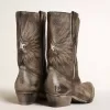 Wish Star Damenstiefel aus schwarzem Leder mit silbernem Stern