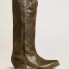 Wish Star Damenstiefel aus schwarzem Leder mit Sternstickerei