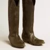 Wish Star Damenstiefel aus schwarzem Leder mit Sternstickerei