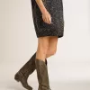 Wish Star Damenstiefel aus schwarzem Leder mit Sternstickerei