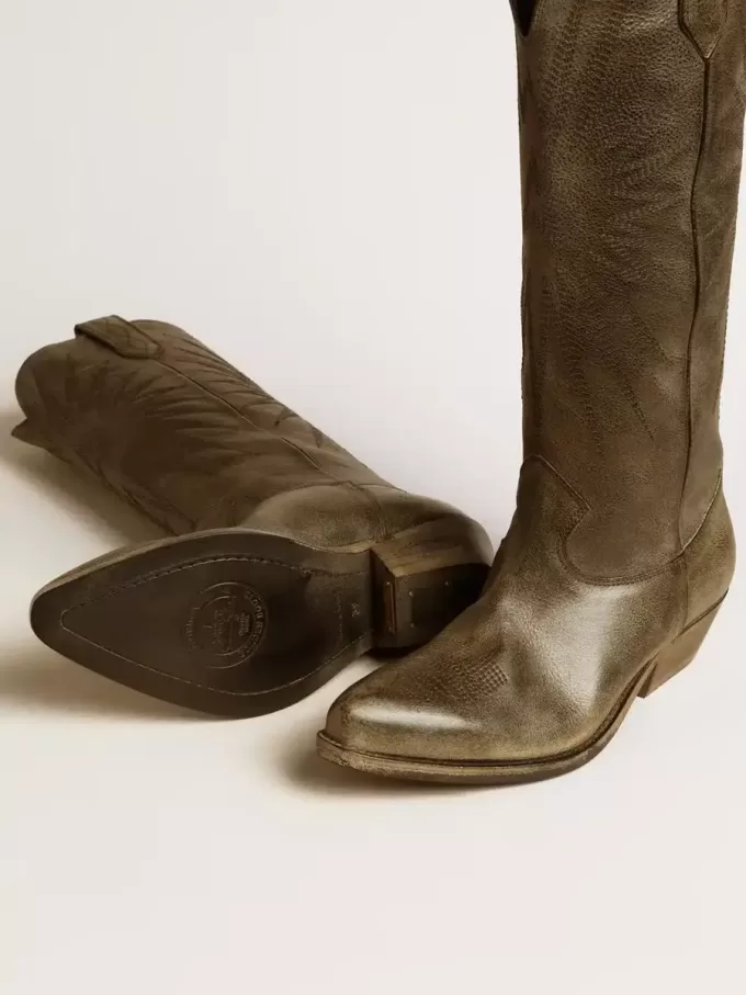 Wish Star Damenstiefel aus schwarzem Leder mit Sternstickerei