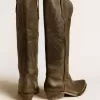 Wish Star Damenstiefel aus schwarzem Leder mit Sternstickerei