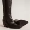 Wish Star Damenstiefel aus schwarzem Leder mit ton-in-ton gesticktem Stern Wish Star Damenstiefel aus schwarzem Leder mit ton-in-ton gesticktem Stern