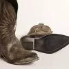 Wish Star Herrenstiefel aus schwarzem Leder mit silbernem Stern Wish Star Herrenstiefel aus schwarzem Leder mit silbernem Stern