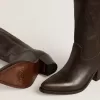 Wish Star Stiefel aus dunkelbraunem Leder mit ton-in-ton gesticktem Stern