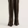 Wish Star Stiefel aus dunkelbraunem Leder mit ton-in-ton gesticktem Stern