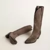 Wish Star Stiefel aus dunkelbraunem Wildleder mit farblich abgestimmtem Stern-Intarsienmuster