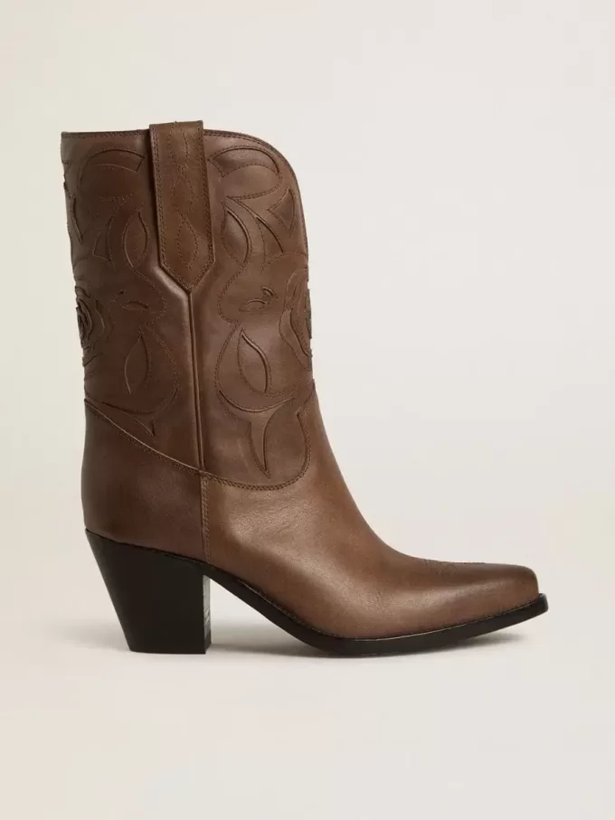 Wish Star Stiefel aus taubengrauem Leder mit Ton-in-Ton-Einlagen