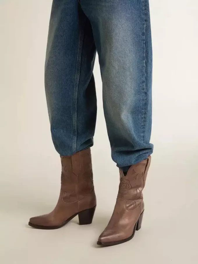 Wish Star Stiefel aus taubengrauem Leder mit Ton-in-Ton-Einlagen