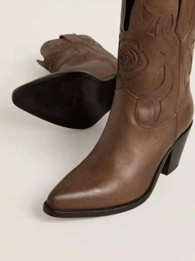 Wish Star Stiefel aus taubengrauem Leder mit Ton-in-Ton-Einlagen