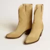 Wish Star Stiefeletten aus sandfarbenem, gewachstem Wildleder mit Sternstickerei