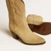 Wish Star Stiefeletten aus sandfarbenem, gewachstem Wildleder mit Sternstickerei