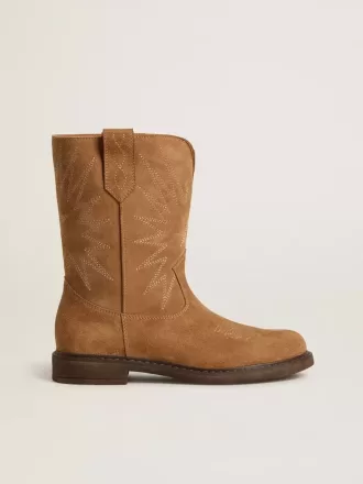 Wish Teen Stiefel aus kamelfarbenem Wildleder mit Sternstickerei