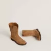 Wish Teen Stiefel aus kamelfarbenem Wildleder mit Sternstickerei