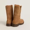 Wish Teen Stiefel aus kamelfarbenem Wildleder mit Sternstickerei